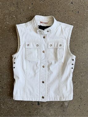 prada sport vintage button-up vest white